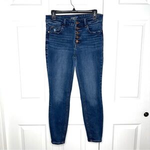 Maurices edgely High Rise super skinny Button-Fly Blue Jeans 8 short‎